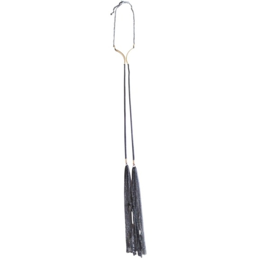 Celeste Charcoal Chain Tassel Necklace